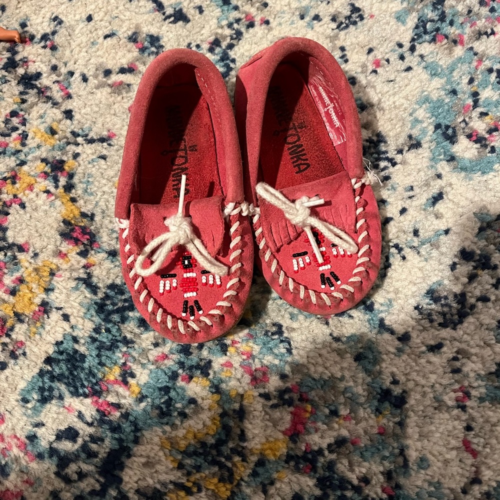 Minnetonka Kids Moccasins - Red